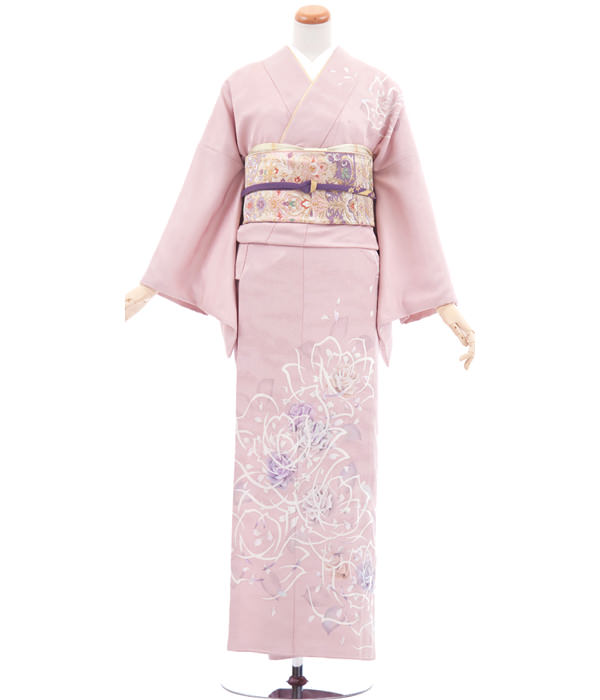 訪問着・ピンク色 バラ