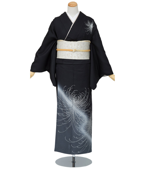 訪問着・黒色 糸菊
