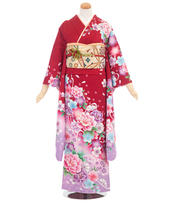 振袖・朱色 芍薬