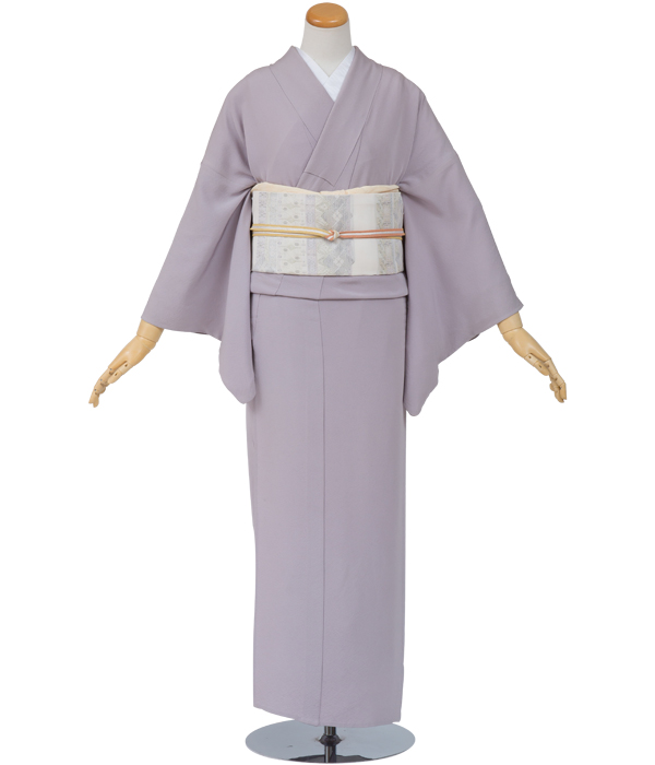 色無地・藤色 一つ紋入り