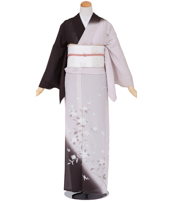 絽・鉄黒 染め分け ミヤマザクラ