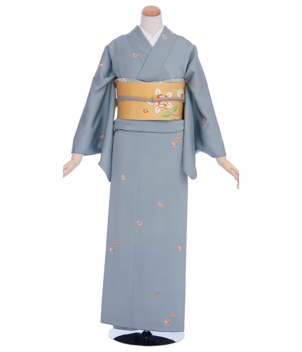 正絹小紋・緑青色 宝尽くし